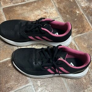 Adidas Women's Black and Pink Running Shoes